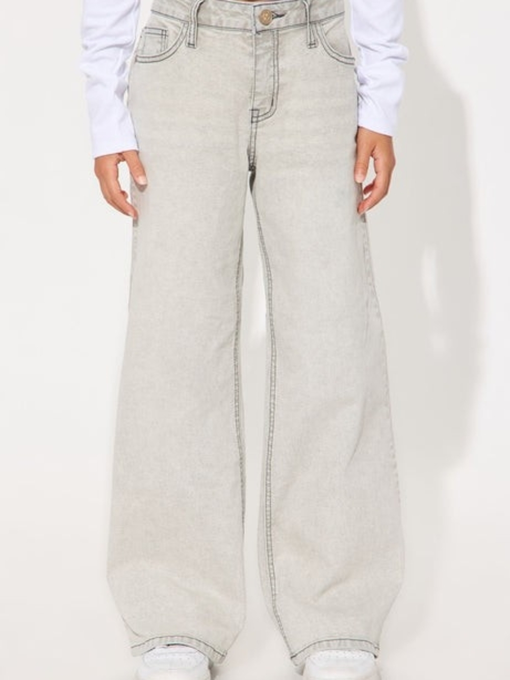 Seven7 Kids Wide-Leg Jeans in Light Gray